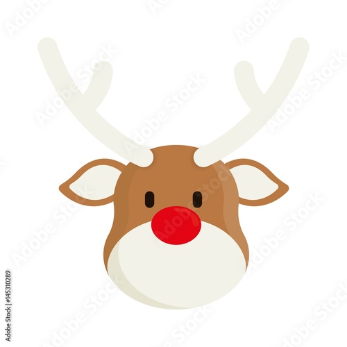 rudolph deer cartoon icon over white background. colorful design. vector illustration photo