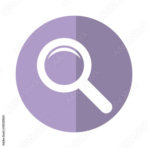 magnifying glass icon over purple circle and white background. vector illustration