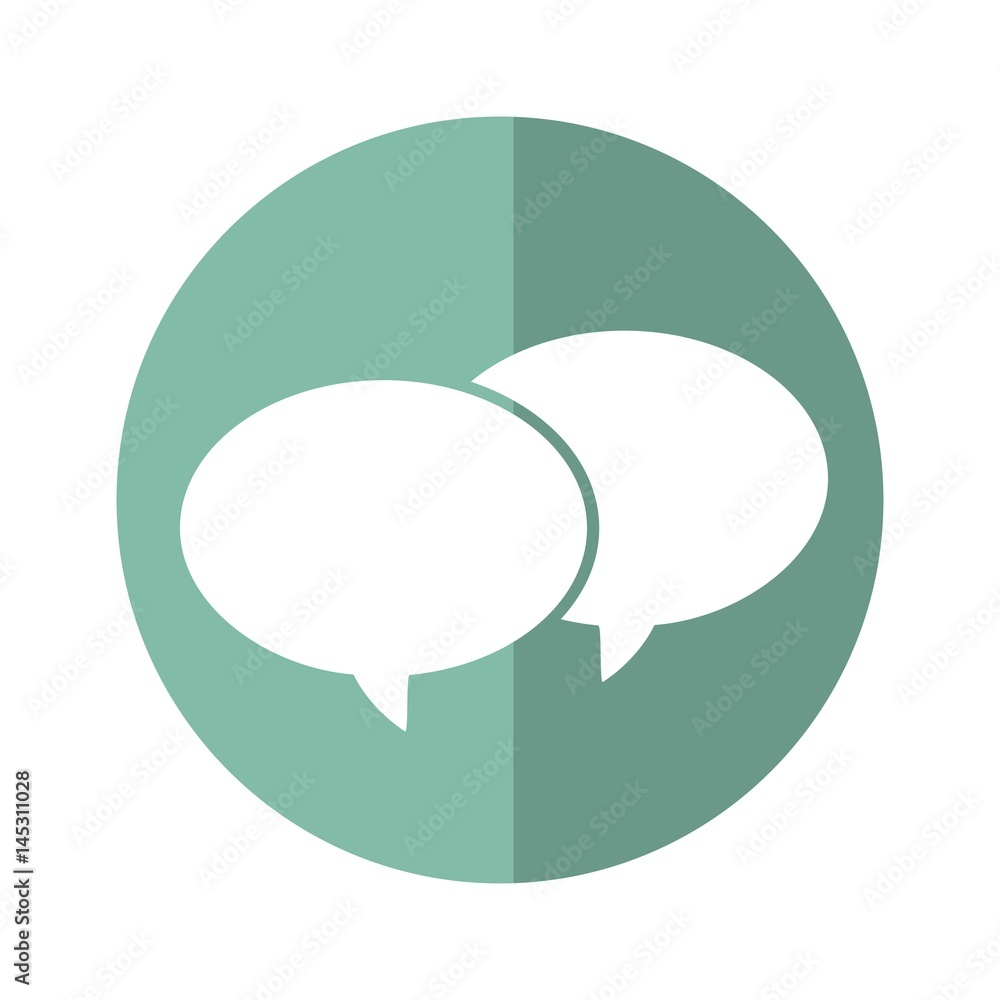 speech bubbles icon over turquoise circle and white background. vector illustration speech bubbles icon over turquoise circle and white background. vector illustration