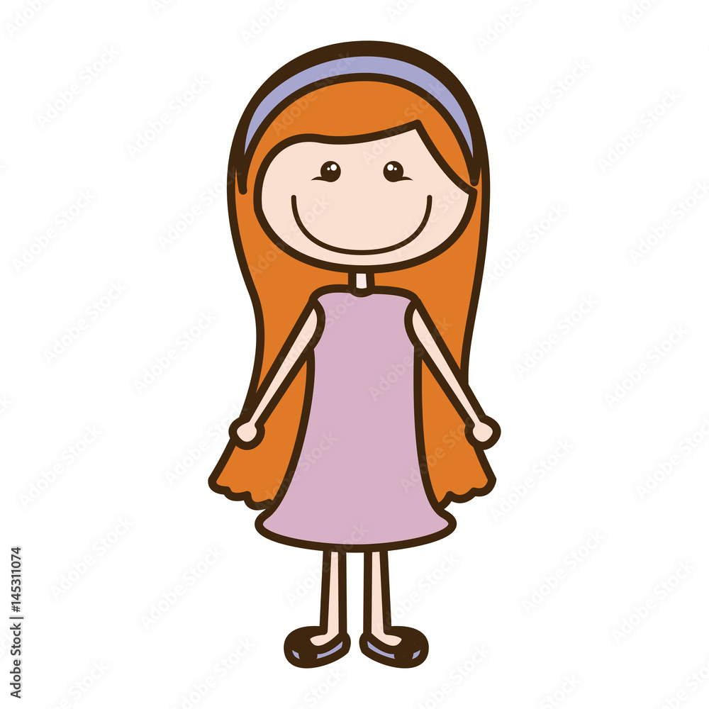 color silhouette cartoon long hair girl with rose dress vector illustration color silhouette cartoon long hair girl with rose dress vector illustration