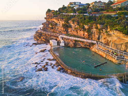 Bronte beach rock pool aerial view.