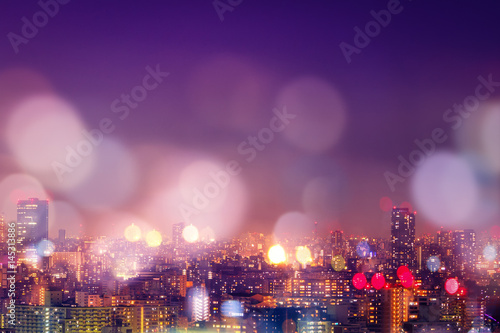 Photography City nightlife, blur bokeh background
