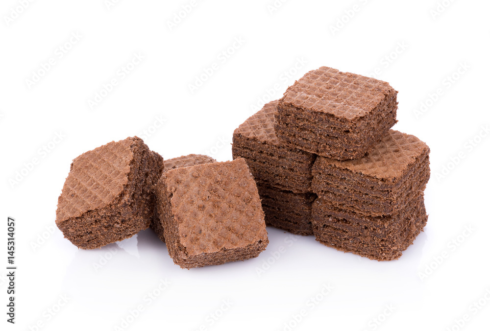 Wafers cubes with chocolate isolated on white background Wafers cubes with chocolate isolated on white background