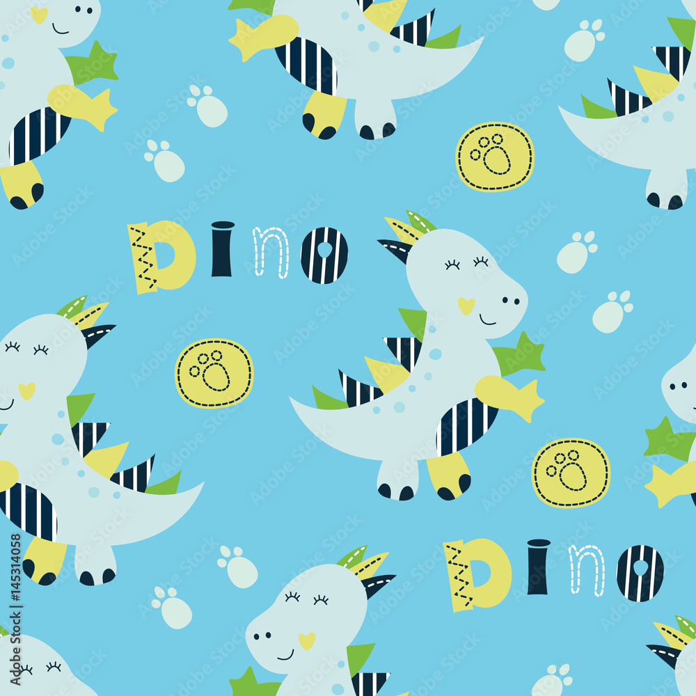 Seamles pattern with cute little dinosaurs Seamles pattern with cute little dinosaurs