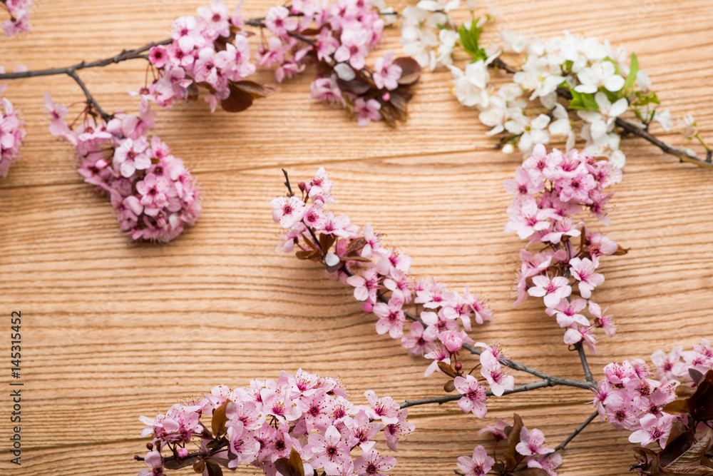 Fototapeta premium branch cherry blossoms on the table