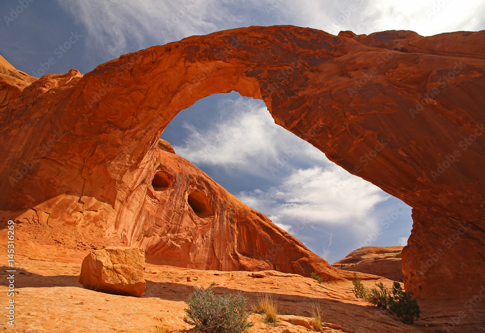 Corona Arch in Utah on a sunny day.