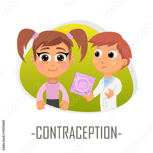 Contraception woman medical concept. Vector illustration.