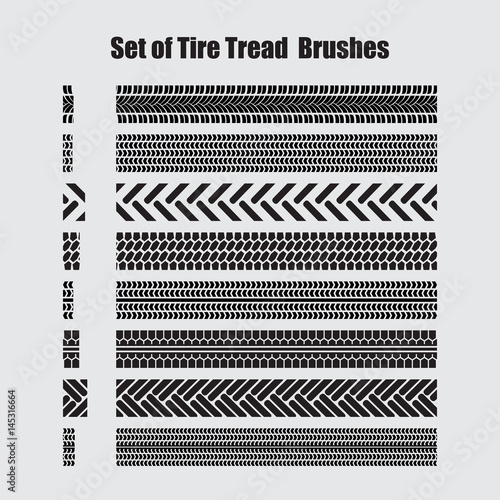 Vector set of tire tread brushes.