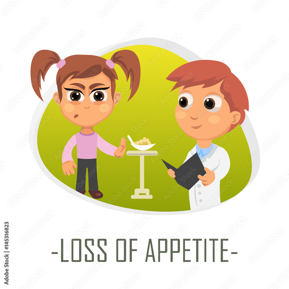 Loss of appetite medical concept. Vector illustration. Loss of appetite medical concept. Vector illustration.
