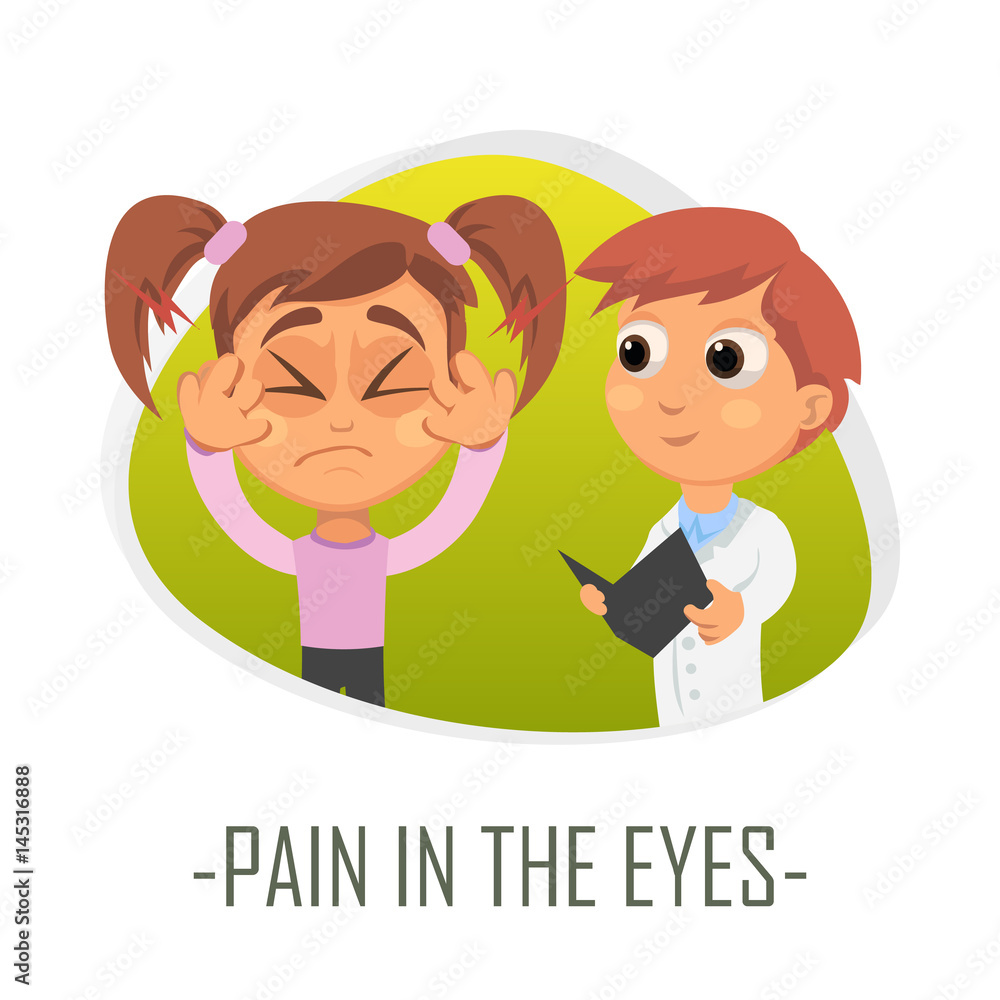 Pain in the eyes medical concept. Vector illustration. Pain in the eyes medical concept. Vector illustration.