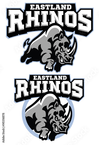 Rhino mascot charging
