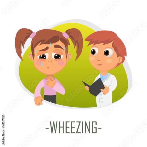 Wheezing medical concept. Vector illustration.