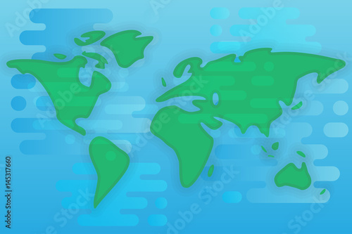 World map cartoon flat illustration