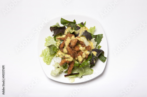 salad with chicken isolated white.