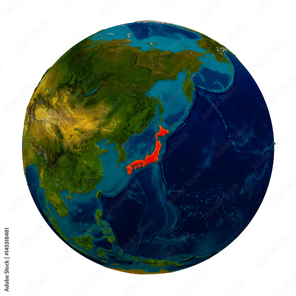 Japan highlighted on globe Japan highlighted on globe