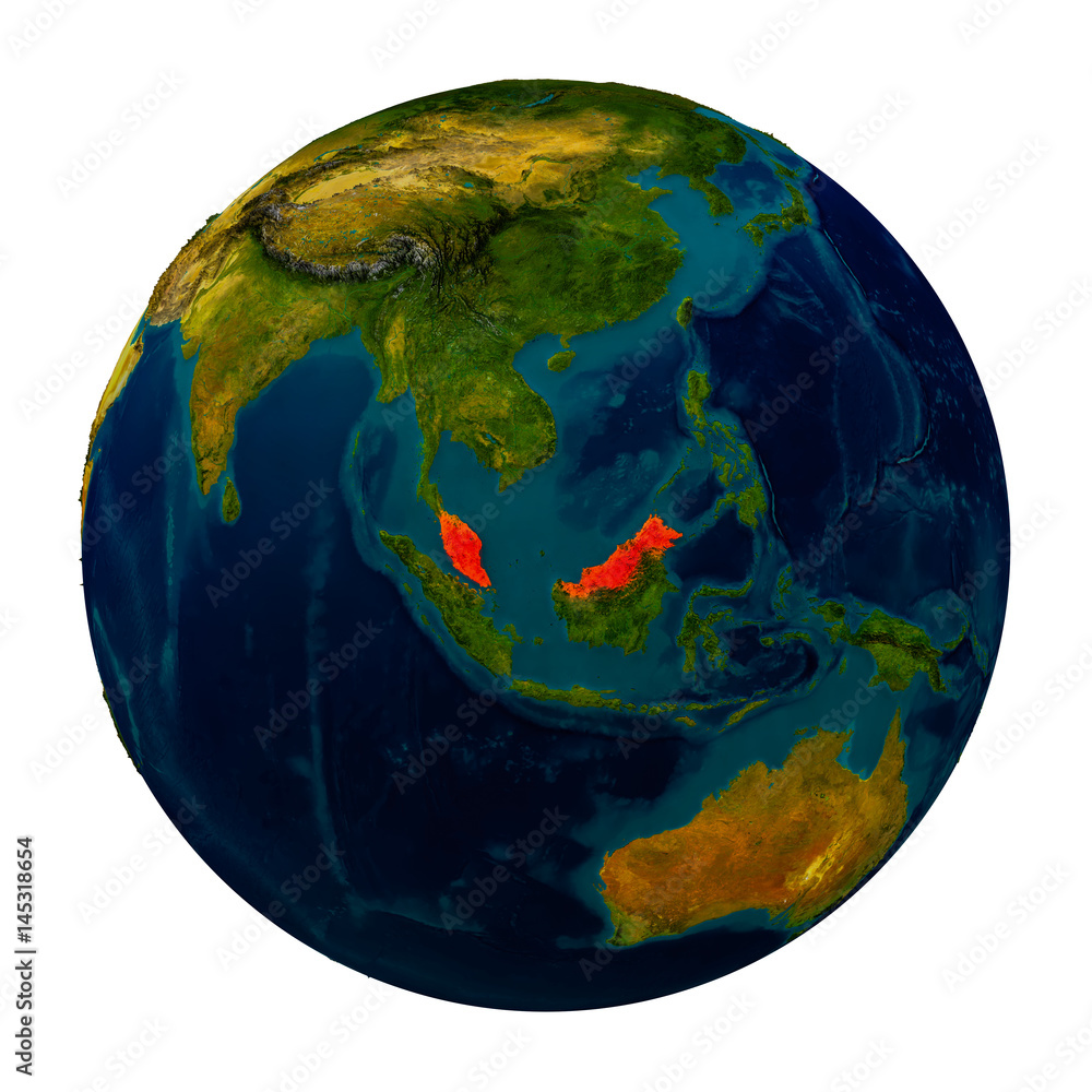 Malaysia highlighted on globe Malaysia highlighted on globe