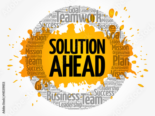Solution ahead word cloud collage, business concept background