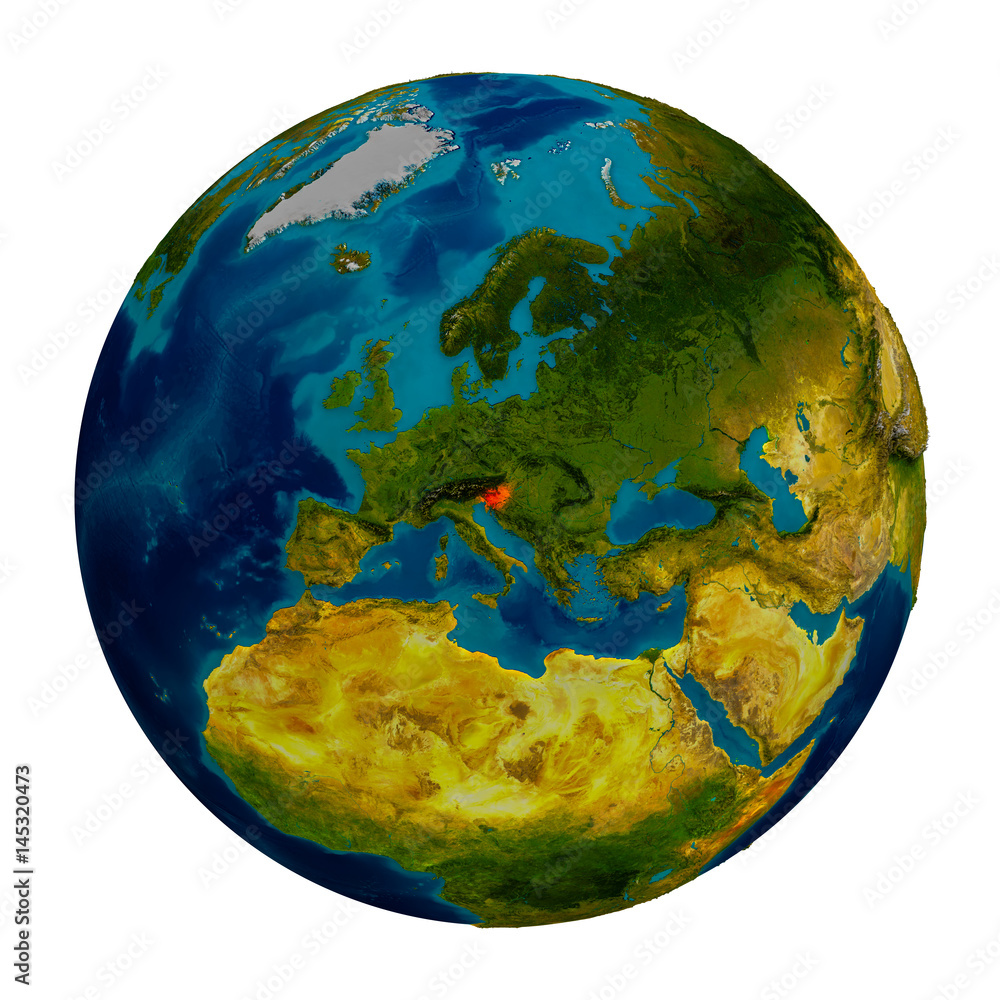 Slovenia highlighted on globe Slovenia highlighted on globe