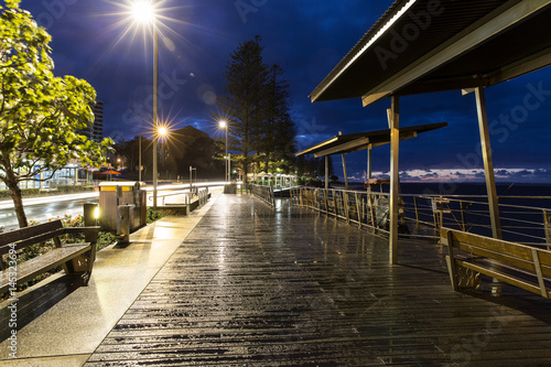 Twilight boardwalk at Bulcock Beach. Queensland's Sunshine Coast, Caloundra photo