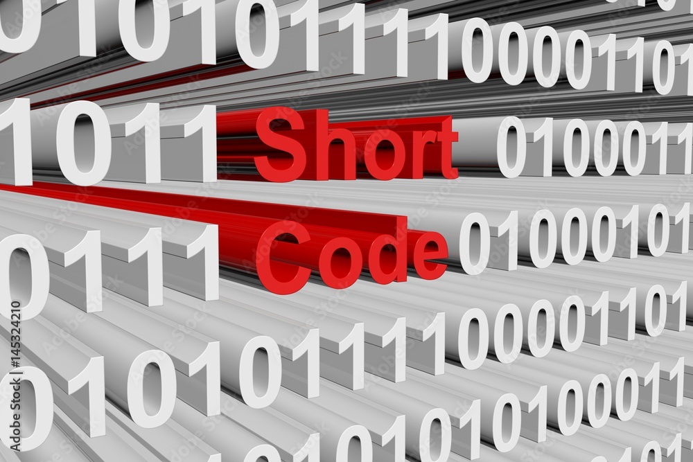 Short code as a binary code 3D illustration