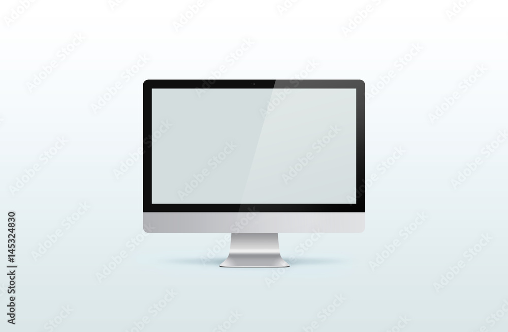 Desktop with blank computer screen. Mock up. 3d illustration Desktop with blank computer screen. Mock up. 3d illustration