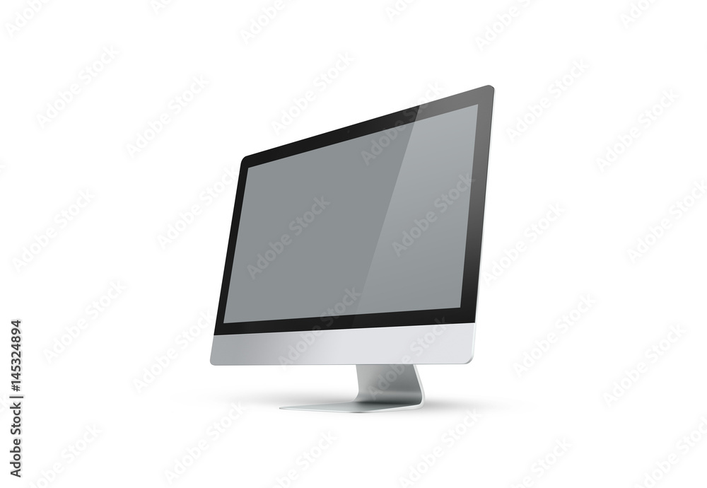 Desktop with blank computer screen. Mock up. 3d illustration Desktop with blank computer screen. Mock up. 3d illustration