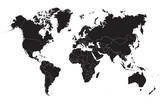 Black world map on a white background. Vector illustration