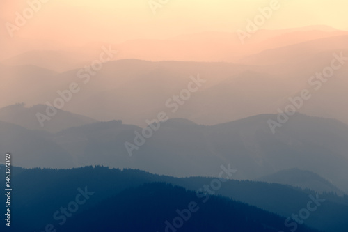 Mountain valley misty silhouette © Nickolay Khoroshkov