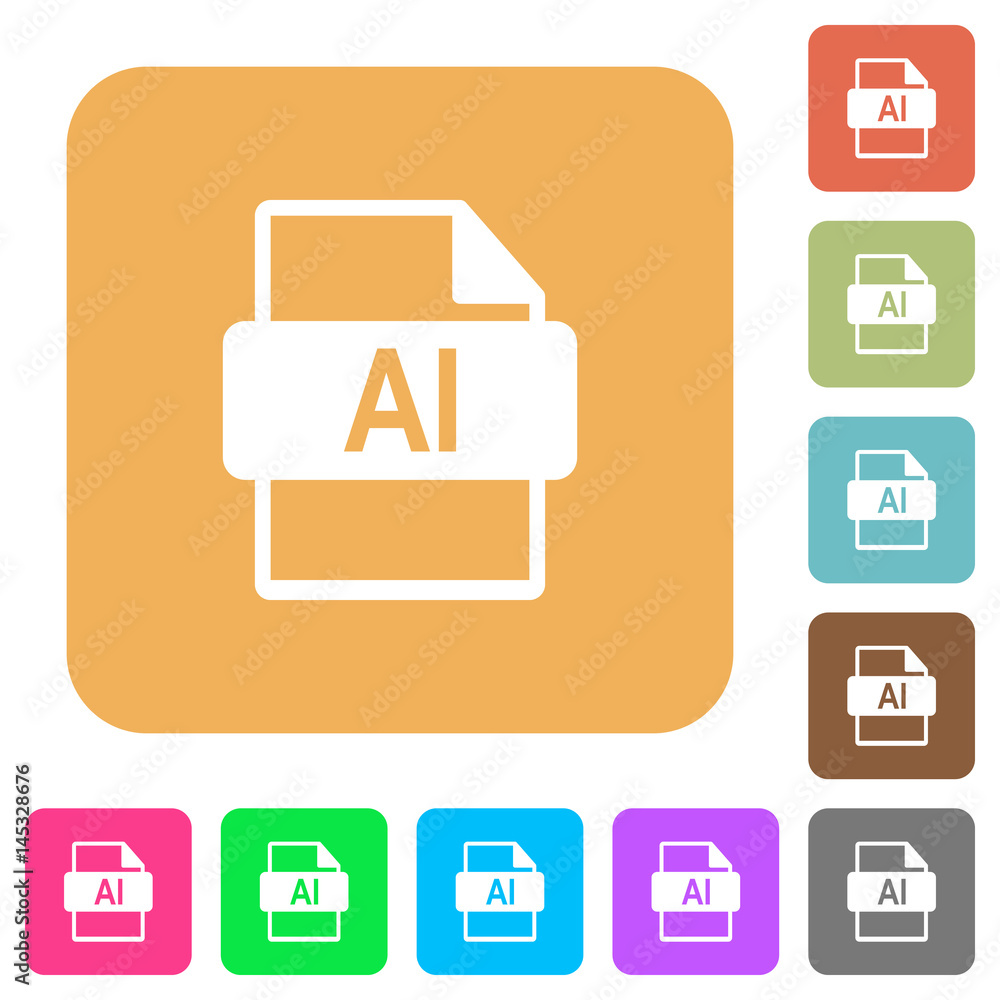 AI file format rounded square flat icons AI file format rounded square flat icons