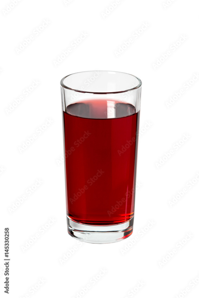 Cherry juice in glass on white background Cherry juice in glass on white background