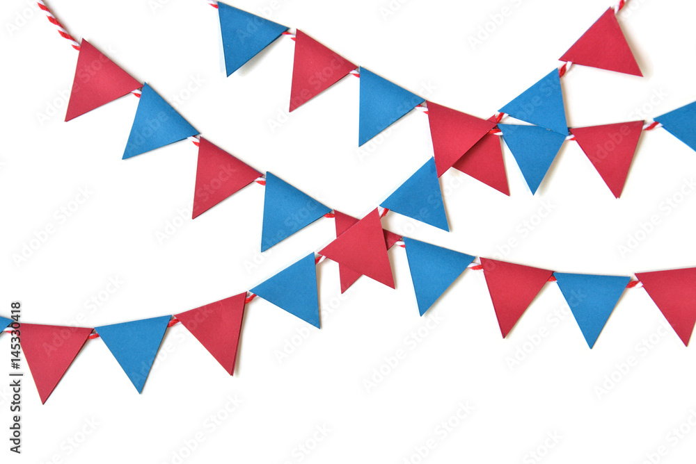 Bunting paper cut on white background - isolated Bunting paper cut on white background - isolated