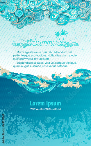 Vector sea and clouds background.