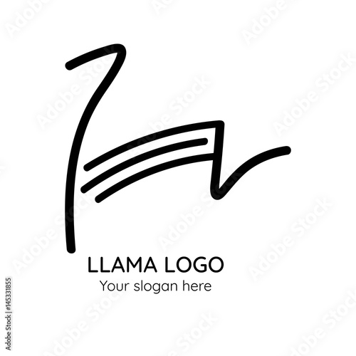 Isolated hand drawn vector symbol of jumping llama. Vector logo