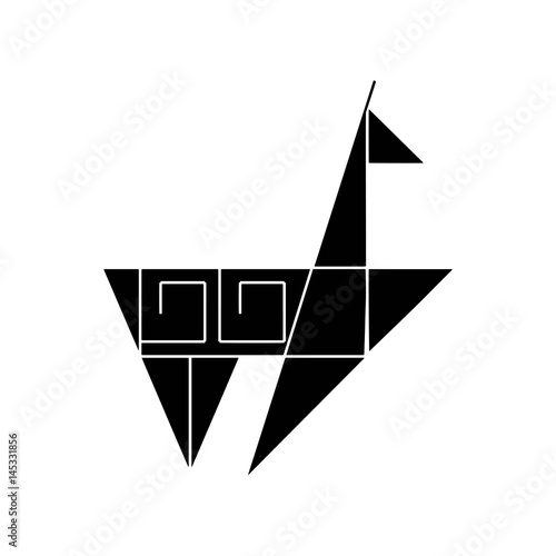 Black and white logo of ethnic llama. Isolated illustration for logo