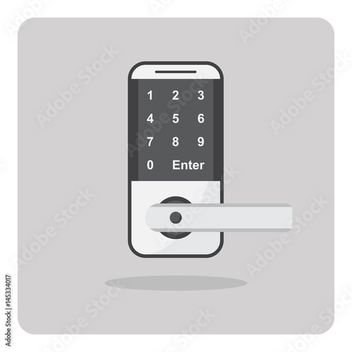 Vector of flat icon, Digital door lock on isolated background