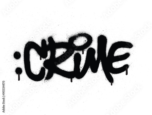 graffiti crime word sprayed in black on white