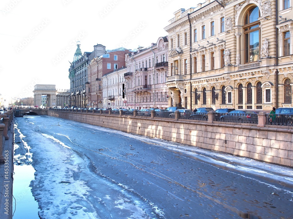  The bridge across the Fontanka River in Saint Petersburg, Russia