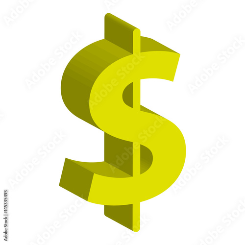 3D dollar symbol on white background