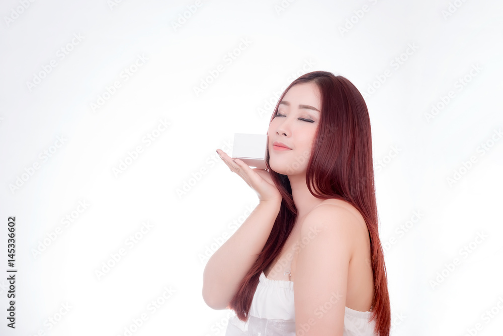 Beautiful woman enjoy and relax isolated on white background. Asian Beauty Beautiful woman enjoy and relax isolated on white background. Asian Beauty