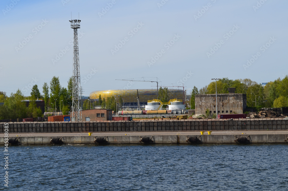 Stadion w Gdańsku-widok z portu/Stadium in Gdansk-view from harbour, Pomerania, Poland