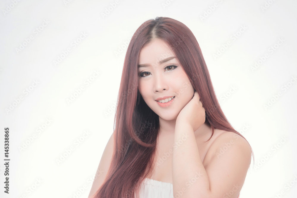 Beautiful woman enjoy and relax isolated on white background. Asian Beauty Beautiful woman enjoy and relax isolated on white background. Asian Beauty
