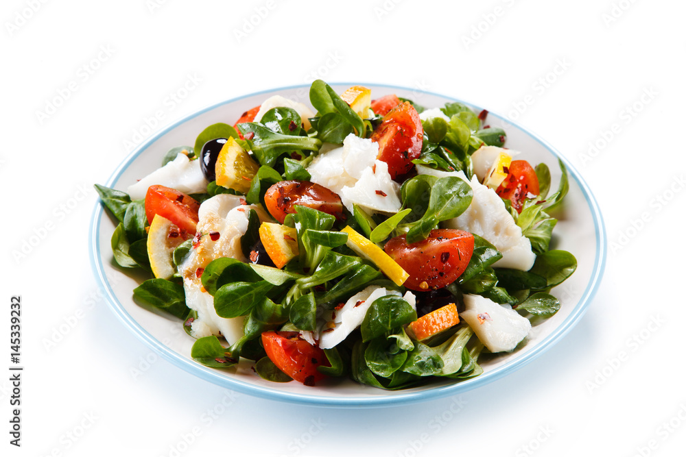 Salad with grilled fish 