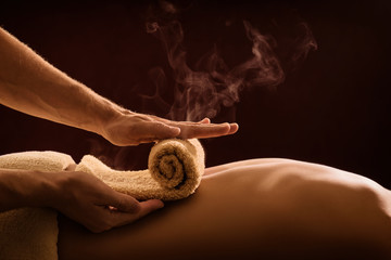 Foto auf Acrylglas Massagesalon Hot towel compress. SPA treatment  © gudenkoa