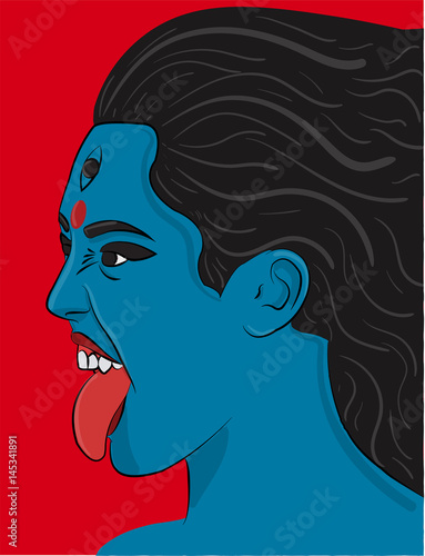 The Indian goddess Kali with blue skin eps 10 illustration