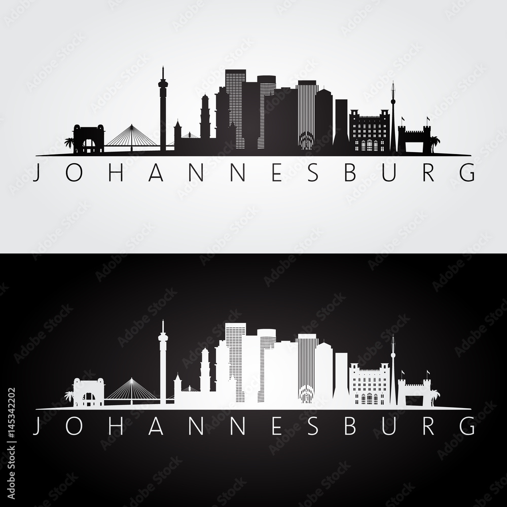 Obraz premium Sylwetka panoramę Johannesburga.