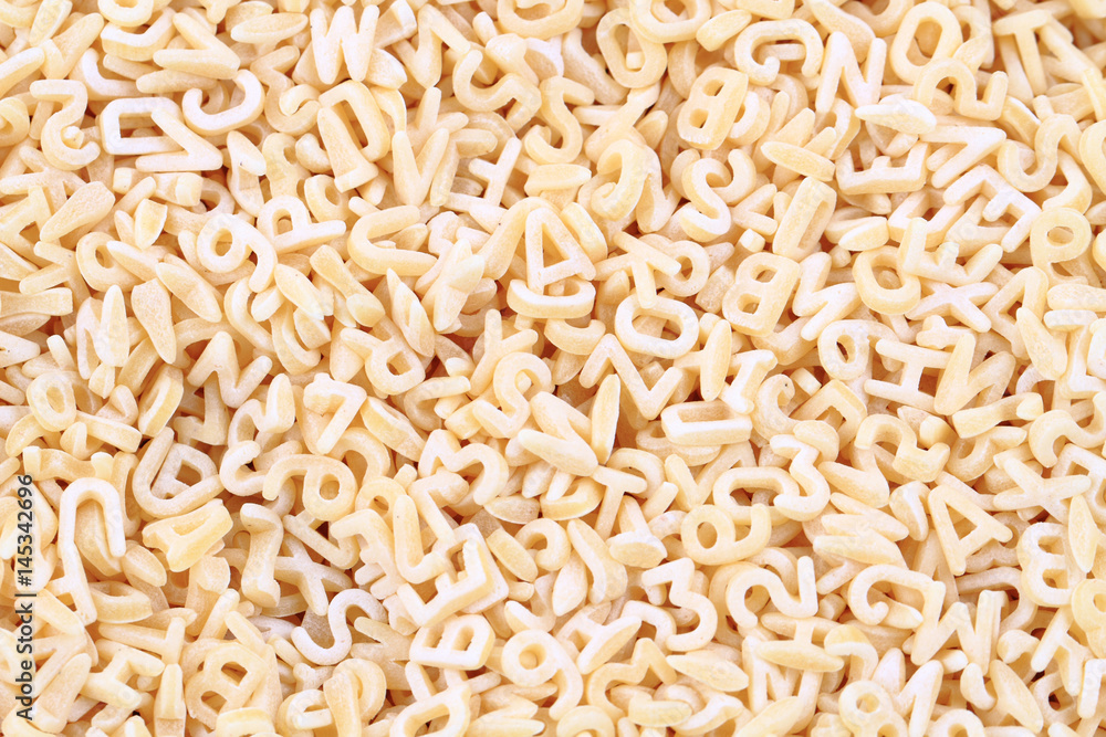 raw alphabet pasta