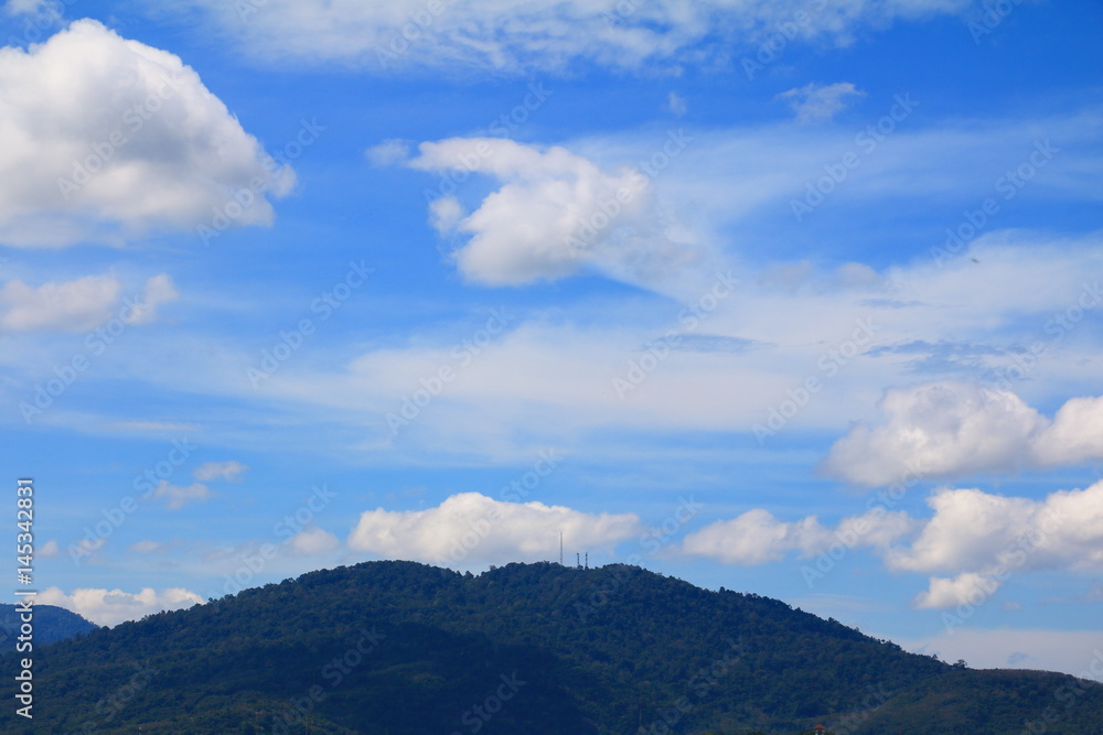 blue sky with cloud and mountain of nature vivid  beautiful and copy space for add text