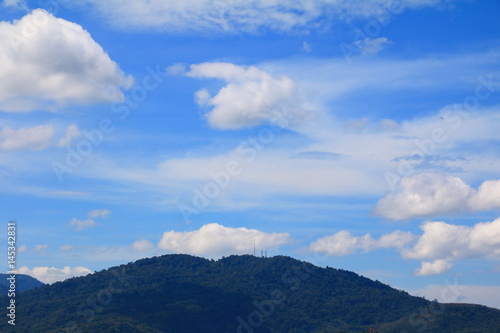 blue sky with cloud and mountain of nature vivid beautiful and copy space for add text