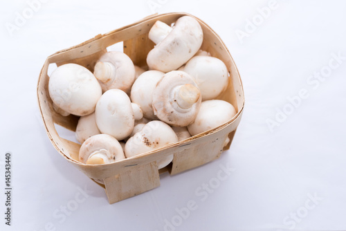 Mushrooms, vegetable, yellow, salad, fresh, object, white, basket,food