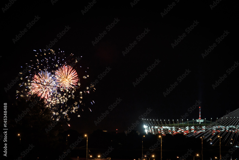 Fireworks at Polish National Stadium - Warsaw, Poland Fireworks at Polish National Stadium - Warsaw, Poland